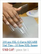 XXL Long Straight Square Shape Tips for Acrylic False Nail with Box Extra Long XL C Curve Tips Half Cover Nail Tip Manicure Tool
