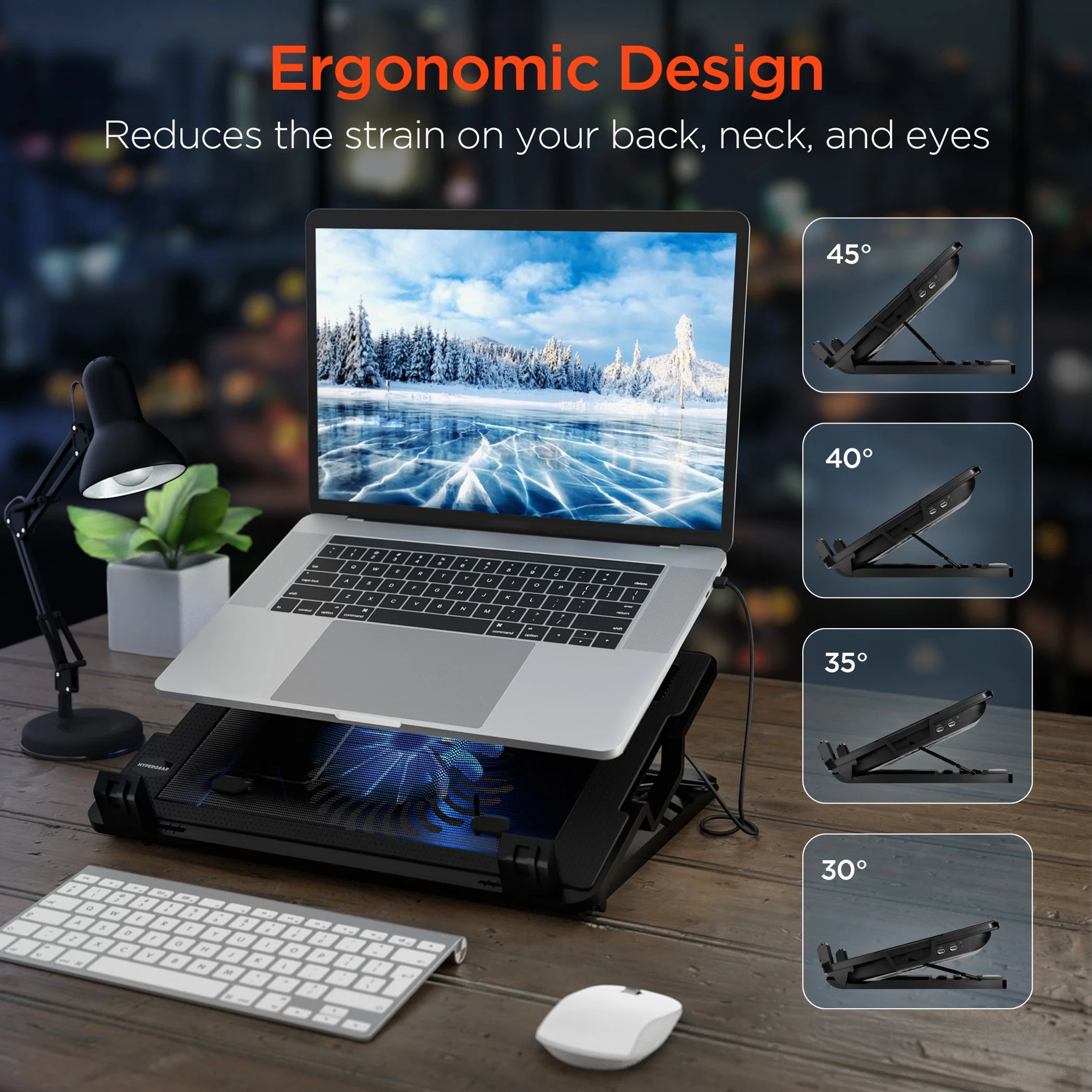TD HyperGear UpRite Air Portable Laptop Cooling Stand Plastic Air Cooler Fan for Gaming