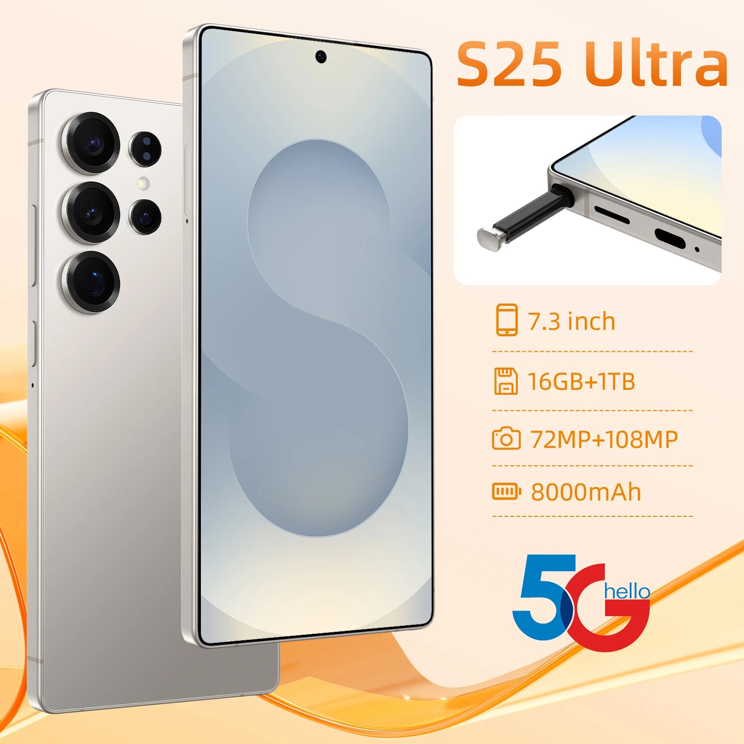 Free Shipping Cheap  S25 Ultra 5G Mobile Phone 16GB+1TB Deca Core Wholesale Price Android 13 Smartphone S25 Ultra