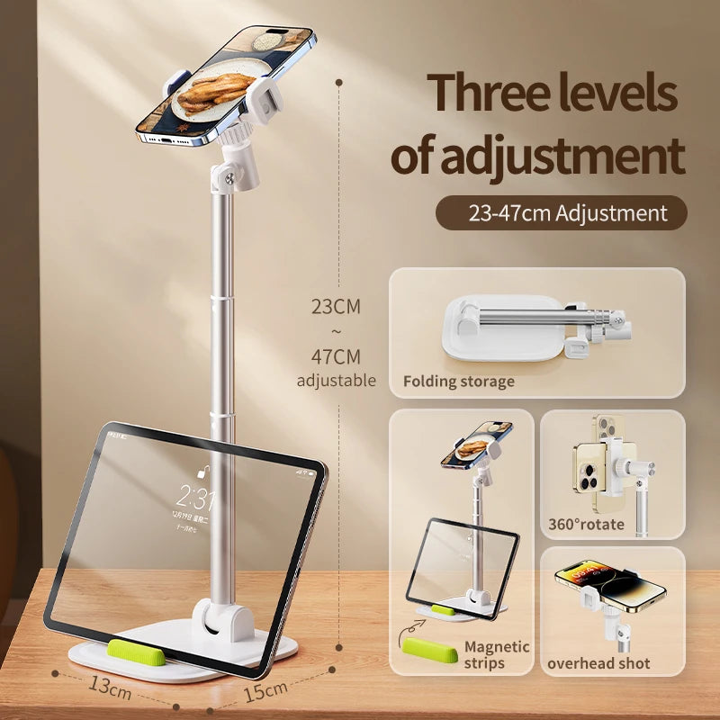 FEIXIANG Factory X66D Adjustable Dual Device Stand 3-Section 13-42cm Height Flexible Metal+Aluminum Foldable for Travel for Desk