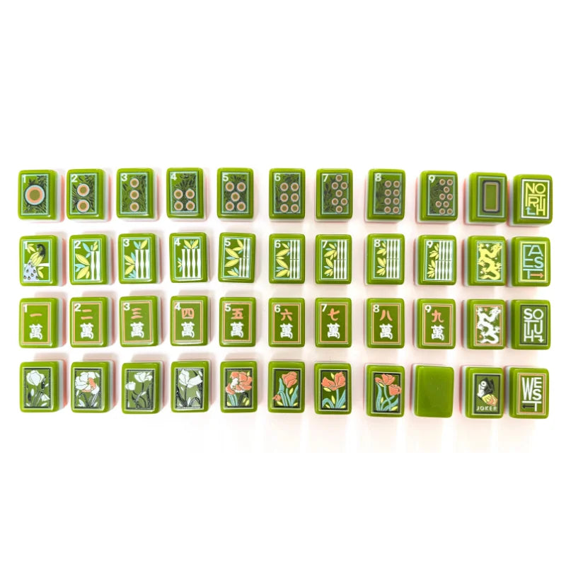 In Stock Beach Supplies New Mini Travel 4 Layer Engraved Acrylic Luxury 160 Artistic Green Set America Mahjong Tiles