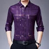 New Arrival Men's Casual Long Sleeve Satin Blouse Shirt Loose Fit Stand Collar Anti-Wrinkle Autumn Stripe Print Wholesale