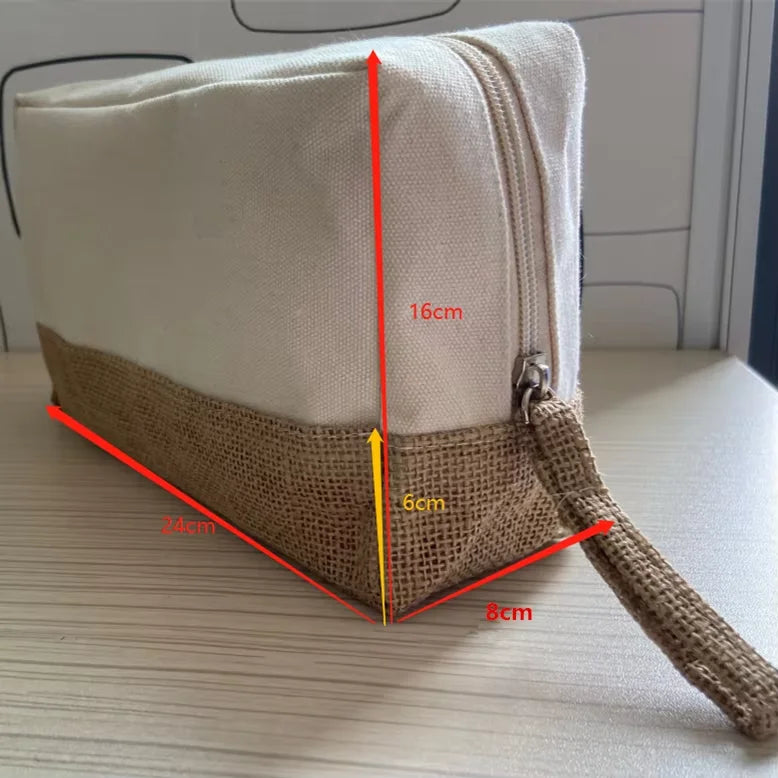 Custom with Logo Zipper Letter Pouch Fashion Style Large Capacity Cosmetic Makeup Organic Cotton Canvas Travel for Toiletry Bags