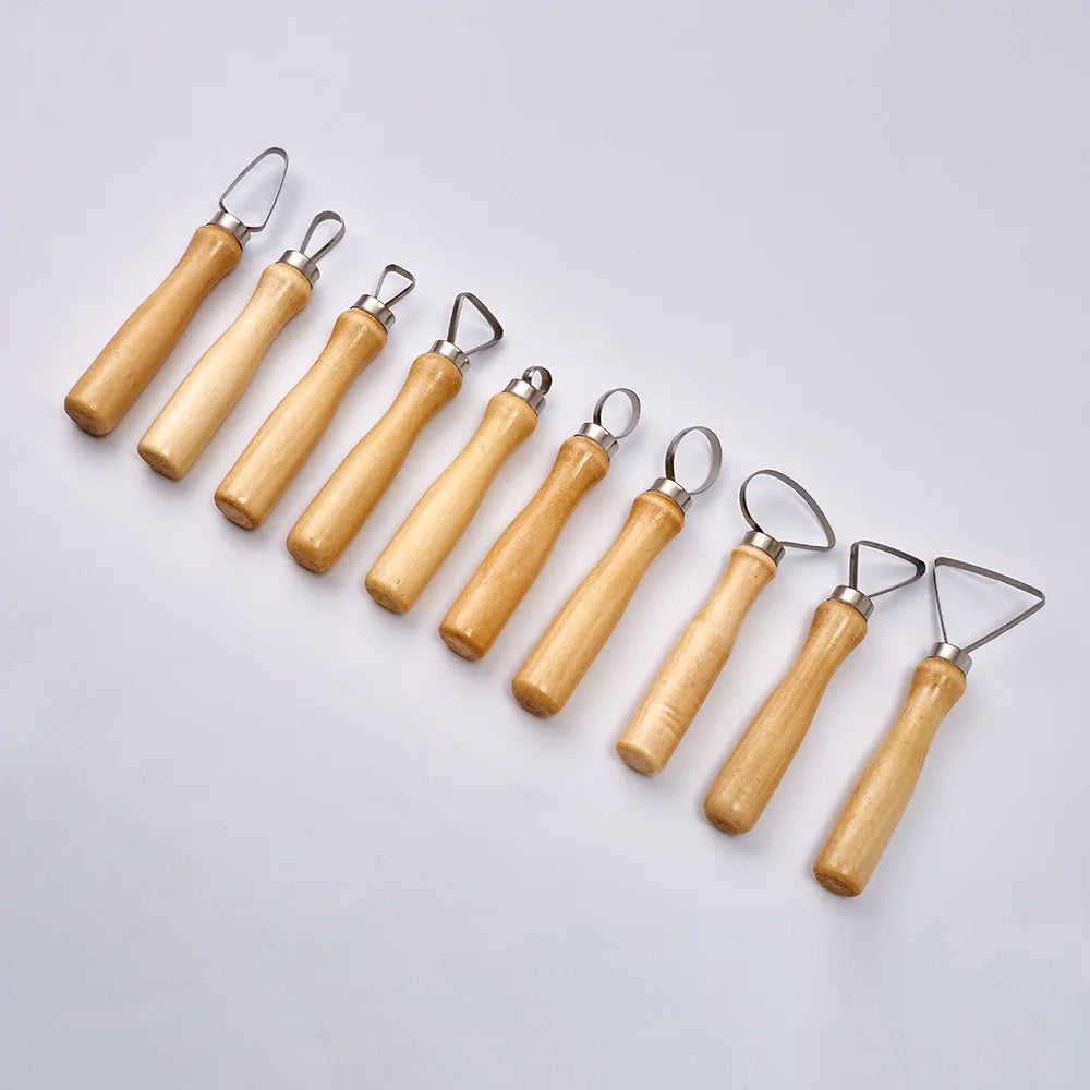 10Pcs Pottery Ceramics Tool Wood Pottery Clay Sculpture Big Loop Tool for Sculpture Studio