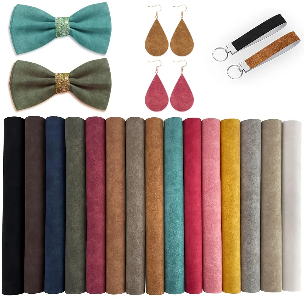 15PCS Solid Color Soft Artificial Leather A4 (21cmX30cm) Suitable for Interior Decoration, DIY Crafts and Clothing Wallets