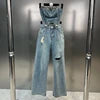 Spring Summer High Quality Cotton Denim High Waist Women Jumpsuit 2023