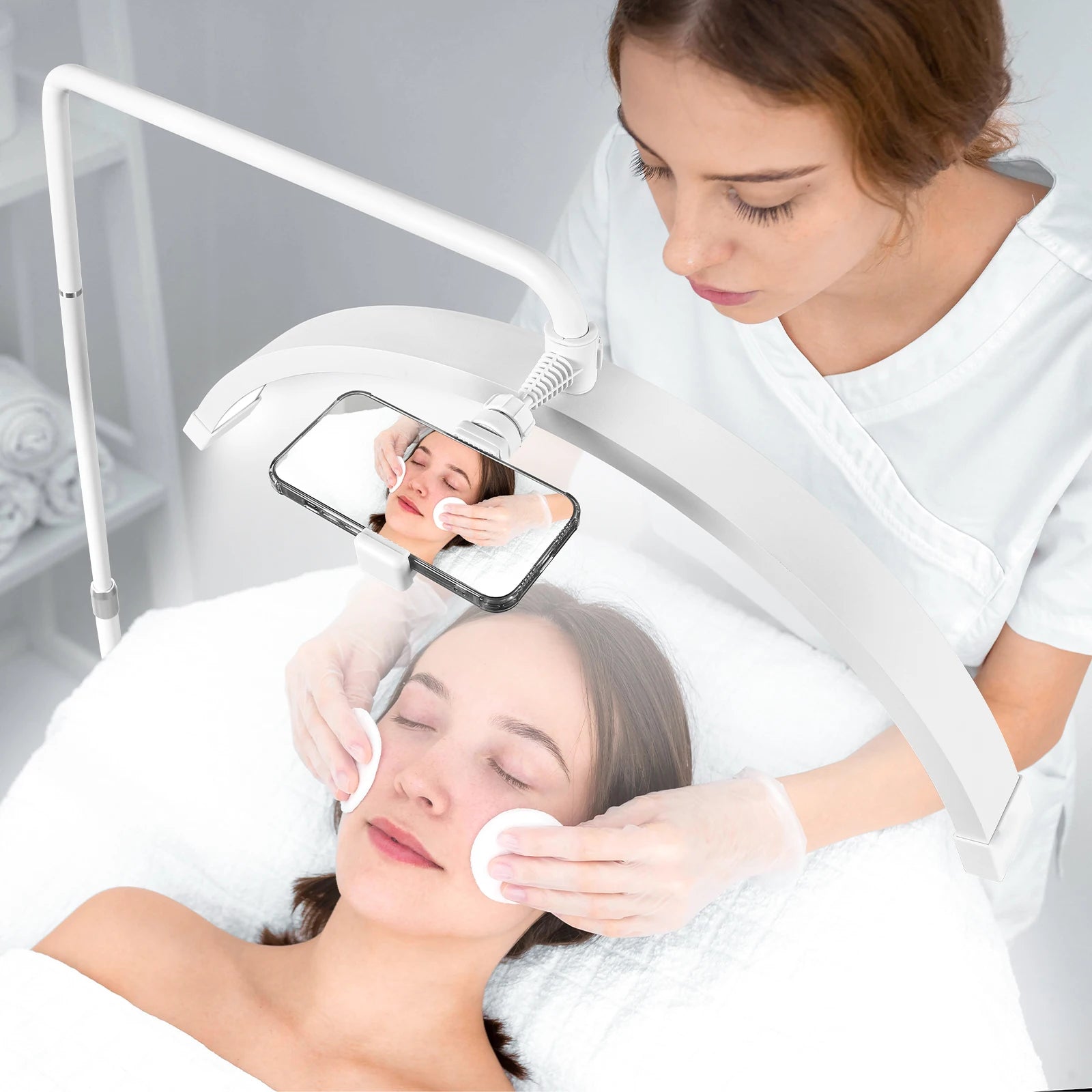 For FOSOTO FT-Y9 28 Inches 45W Half Moon Light with Rhinestone Lighting Beauty Phone Holder Eyelash Extensions Lighting