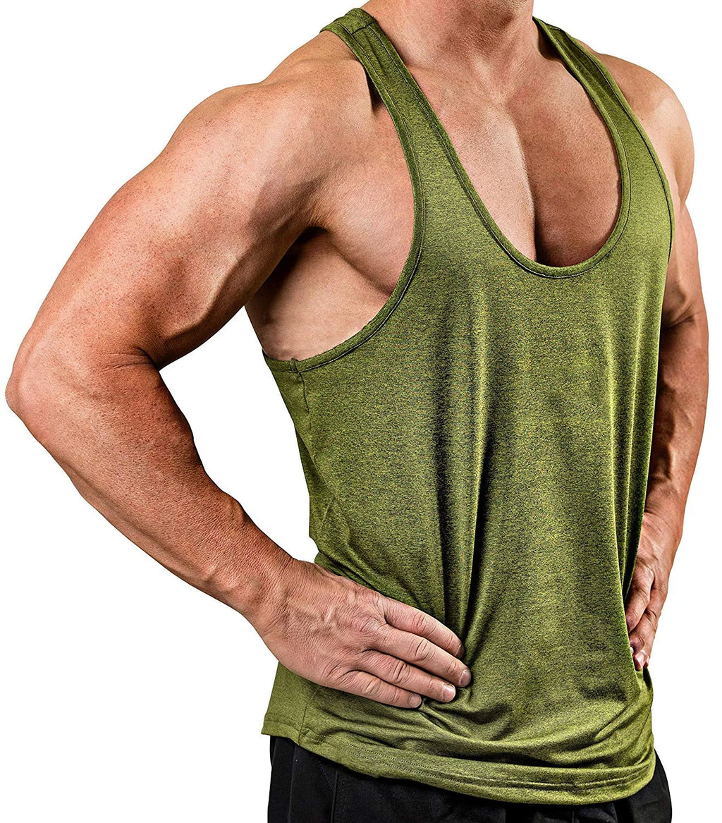 EVertop Men's Summer H-shaped Back Vest Solid O-Neck Sleeveless tank Top Customizable Print Embroidery Logo Knitted for Sports