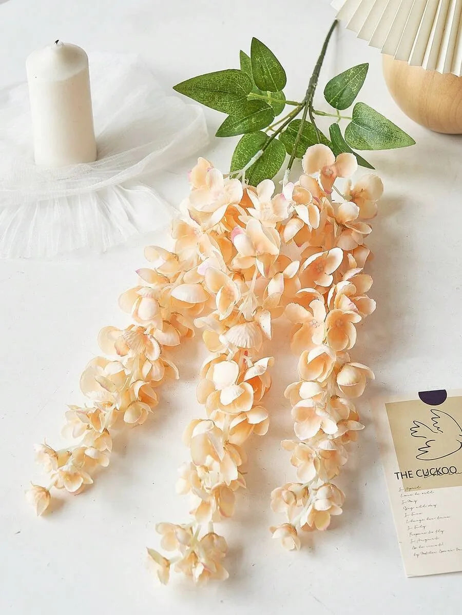 3pcs Artificial Wisteria Flower Silk Fake Wisteria Vine Plastic Hanging Flower for Home Garden Party Wedding Decor