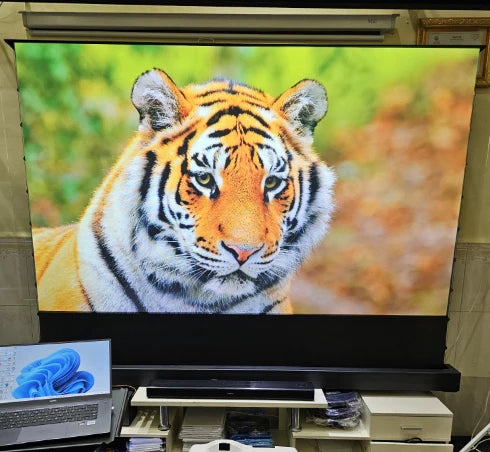 EU in Stock Wupro/OEM 92inch PET Crystal CBSP Lenticular Projector Screen 4K UHD 16:9 HDR Motorized ALR Floor Rising Screen