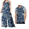Drop Shipping Samoa Puletasi Casual Women Sling Jumpsuit Match Short Sleeve Aloha Shirt Polynesian Couple Clothes 2pc Set
