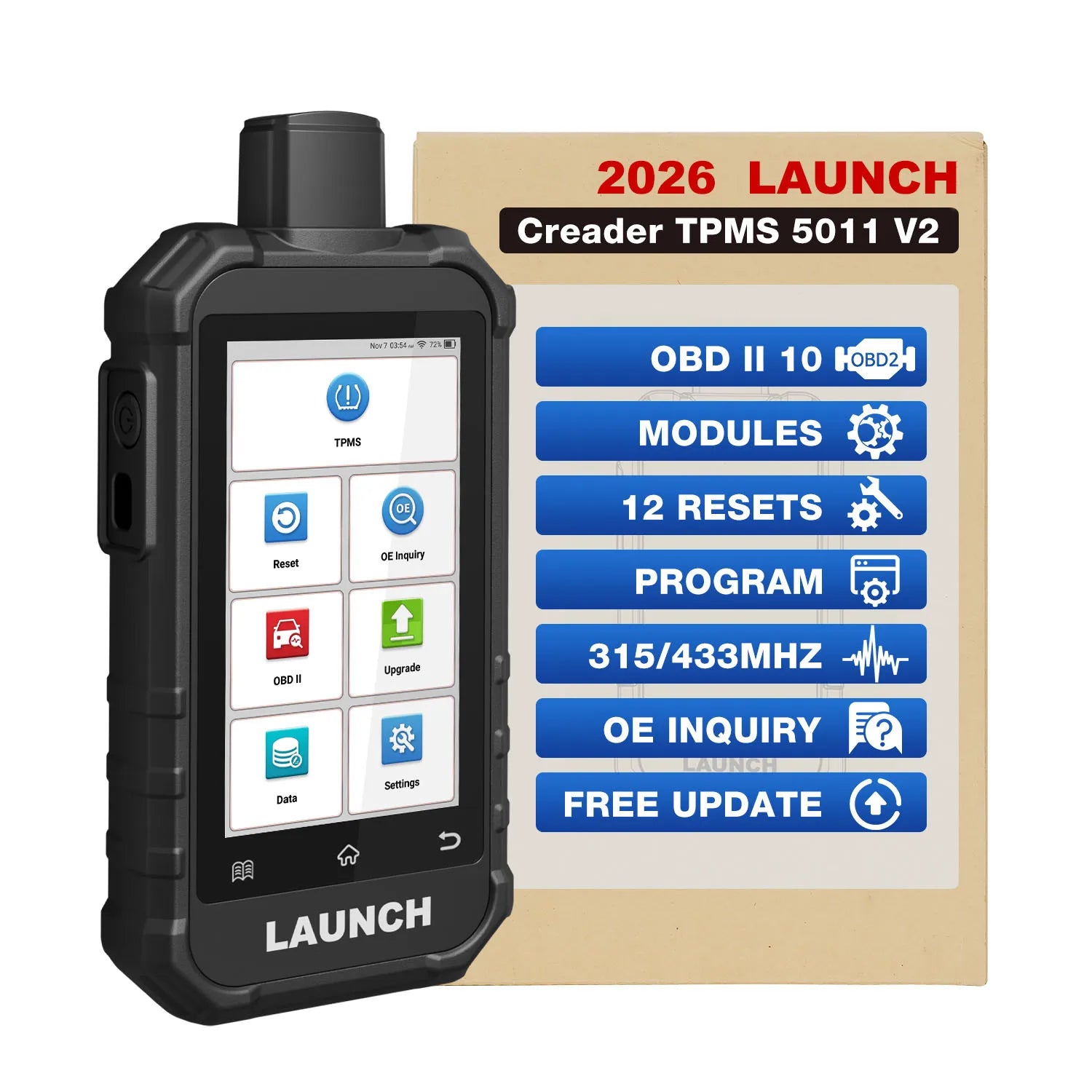 LAUNCH 2026 CRT5011 V2 Newest TPMS Relearn Tool OBD2 Scanner Code Reader Tire Pressure Activation Read/Program/Reset SDK
