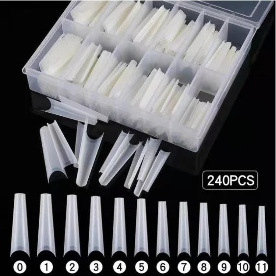 XXL Long Straight Square Shape Tips for Acrylic False Nail with Box Extra Long XL C Curve Tips Half Cover Nail Tip Manicure Tool