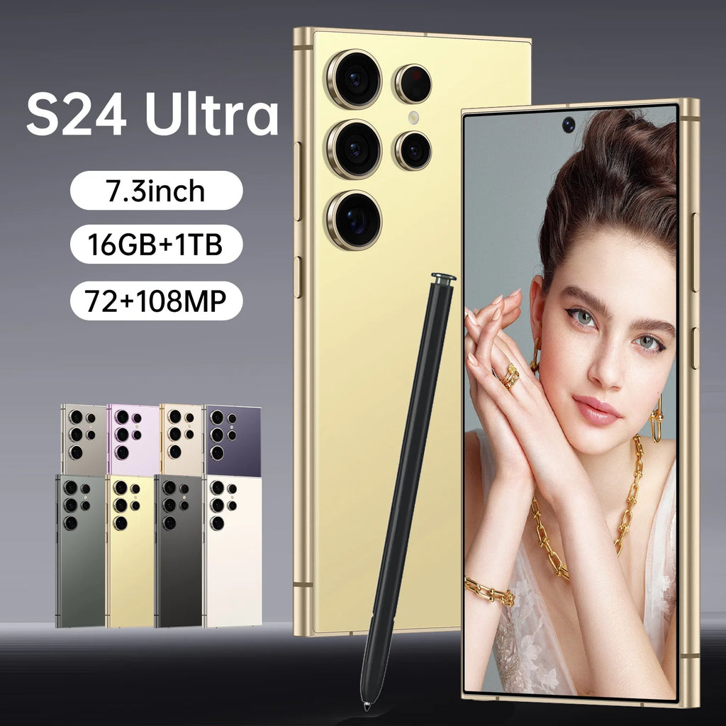 2024 New Style S24 Ultra Phone Original 7.3 Inch HD Screen 4G 5G Smartphones Face Unlocked 8000mAh for Brand New S24 ultra