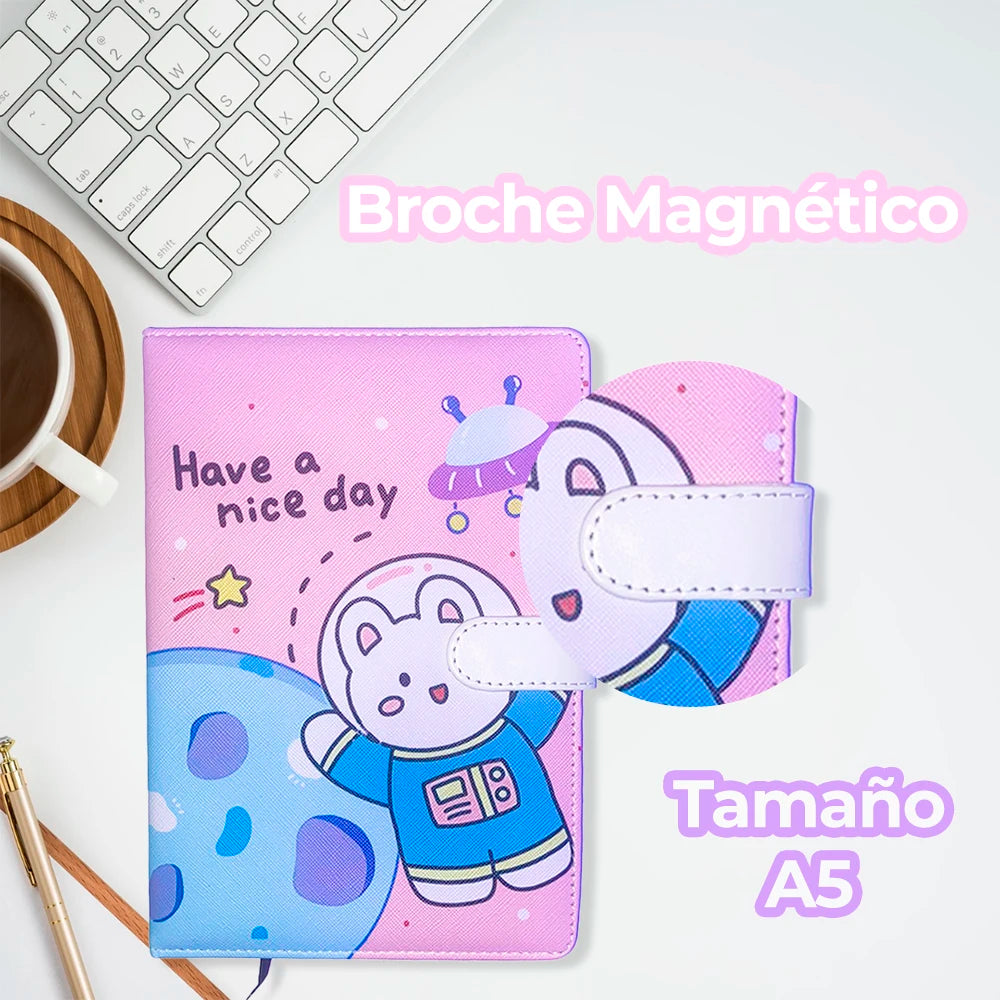 ELEGATE Kawaii A6 Notebook 80 Sheets Magnetic Closure Digital Printing Gift Note Pad