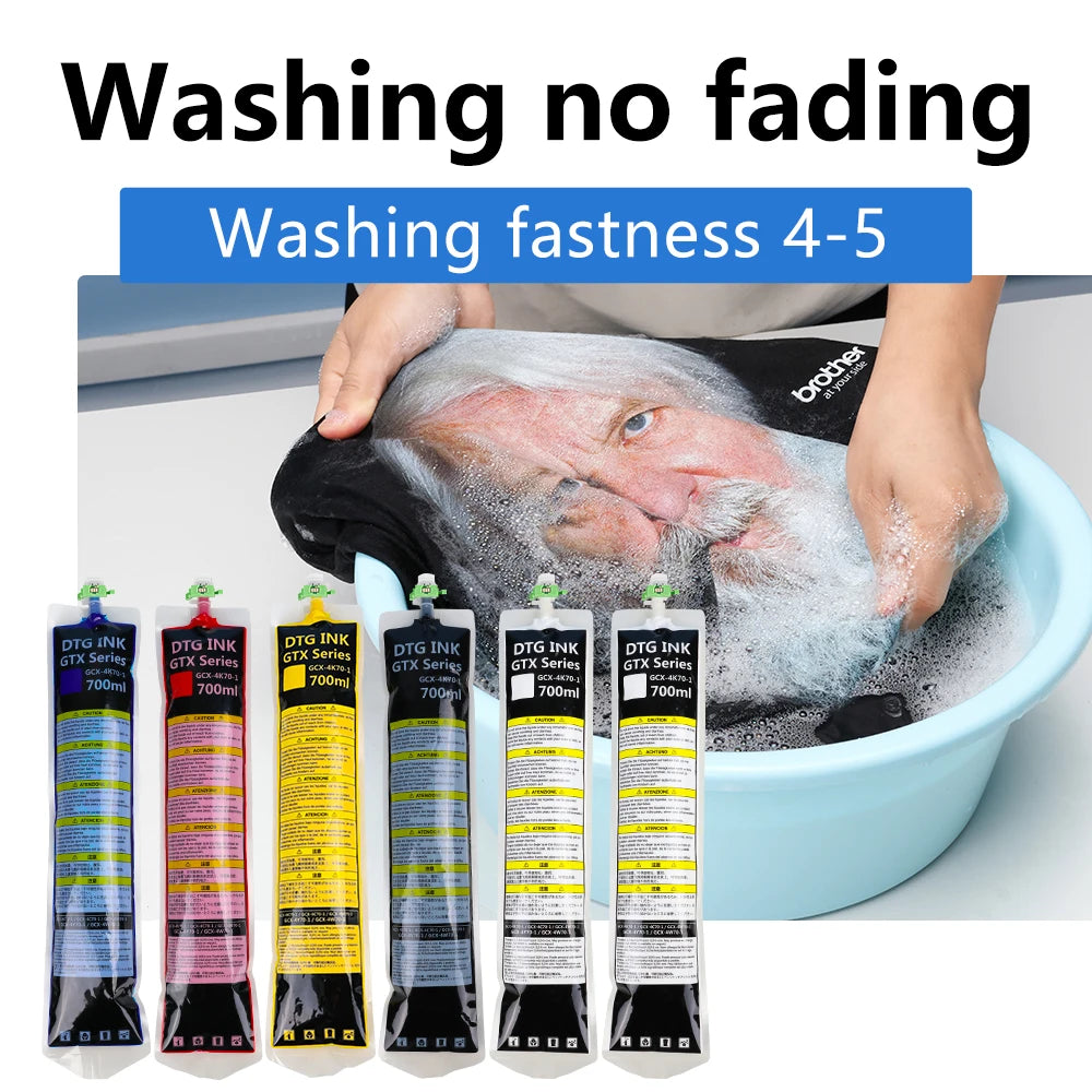 USA Stock GTX Series DTG Ink Bag Compatible with Smart Chip Bright Color Output for Fabric Print Shops