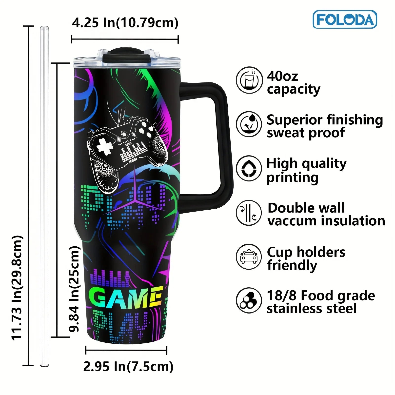 Custom logo 40 oz Stainless Steel Double Wall Vacuum Metal Cup Travel Coffee Mug 40oz Tumbler with Handle