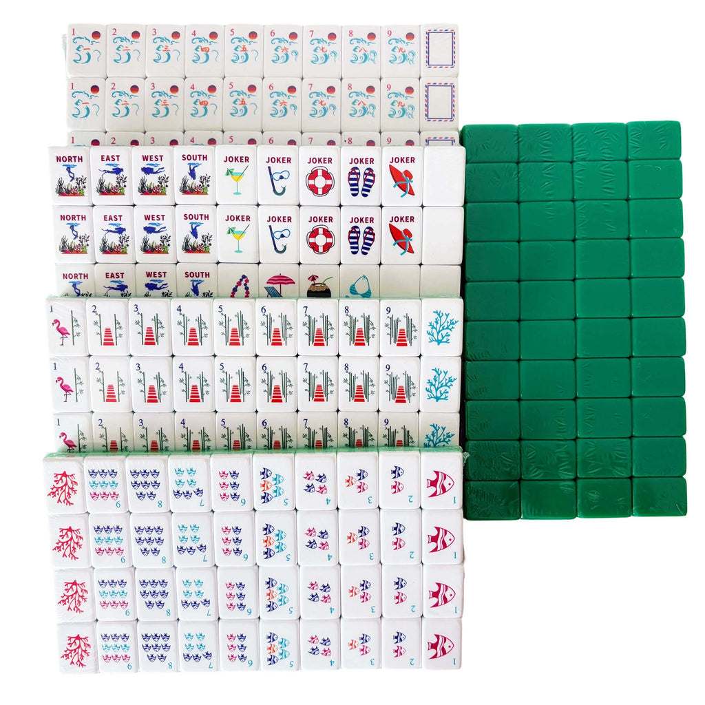 In Stock Beach Supplies New Mini Travel 4 Layer Engraved Acrylic Luxury 160 Ocean Green Set America Mahjong Tiles