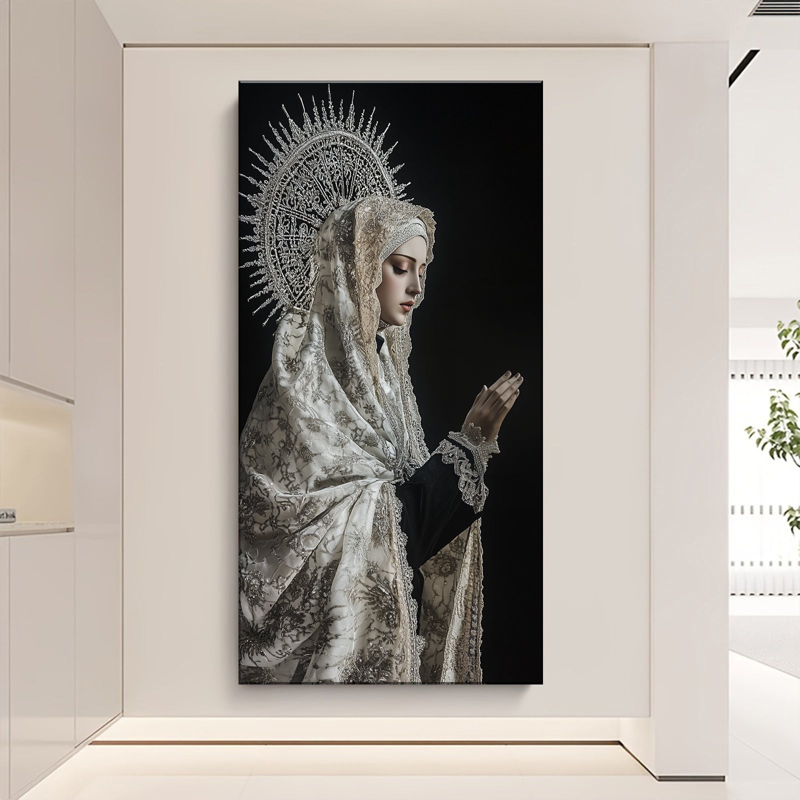 Religious Canvas: Vintage Madonna Inspired Printed Canvas Mural, Perfect for Living Room 1.5-Inch Thick Home Decoration