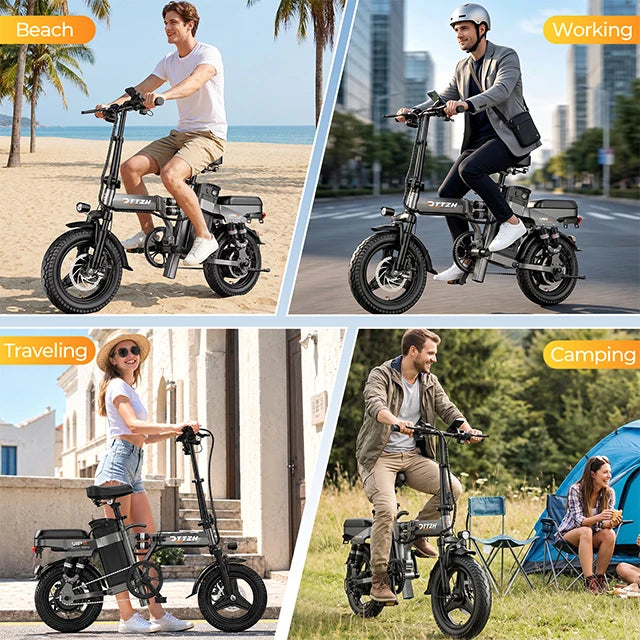 Free Shipping A12S  Hot Sale DTTZH US WareHouse Lithium Electric Bicycle 52v 25Ah Bike Foldable Electric Bike Carbon Steel 14"