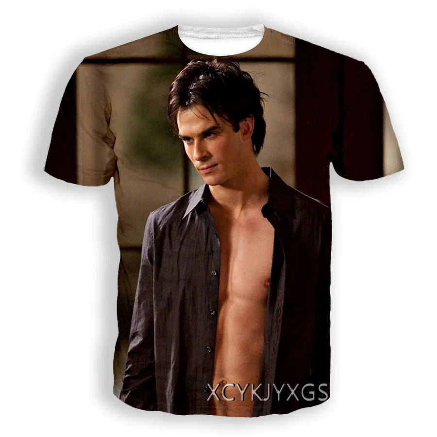 Men/Women TV The Vampire Diaries 3D Printed T-Shirt Damon Salvatore Short Sleeve Fashion T Shirt Sport Pullover Summer Tops 6XL