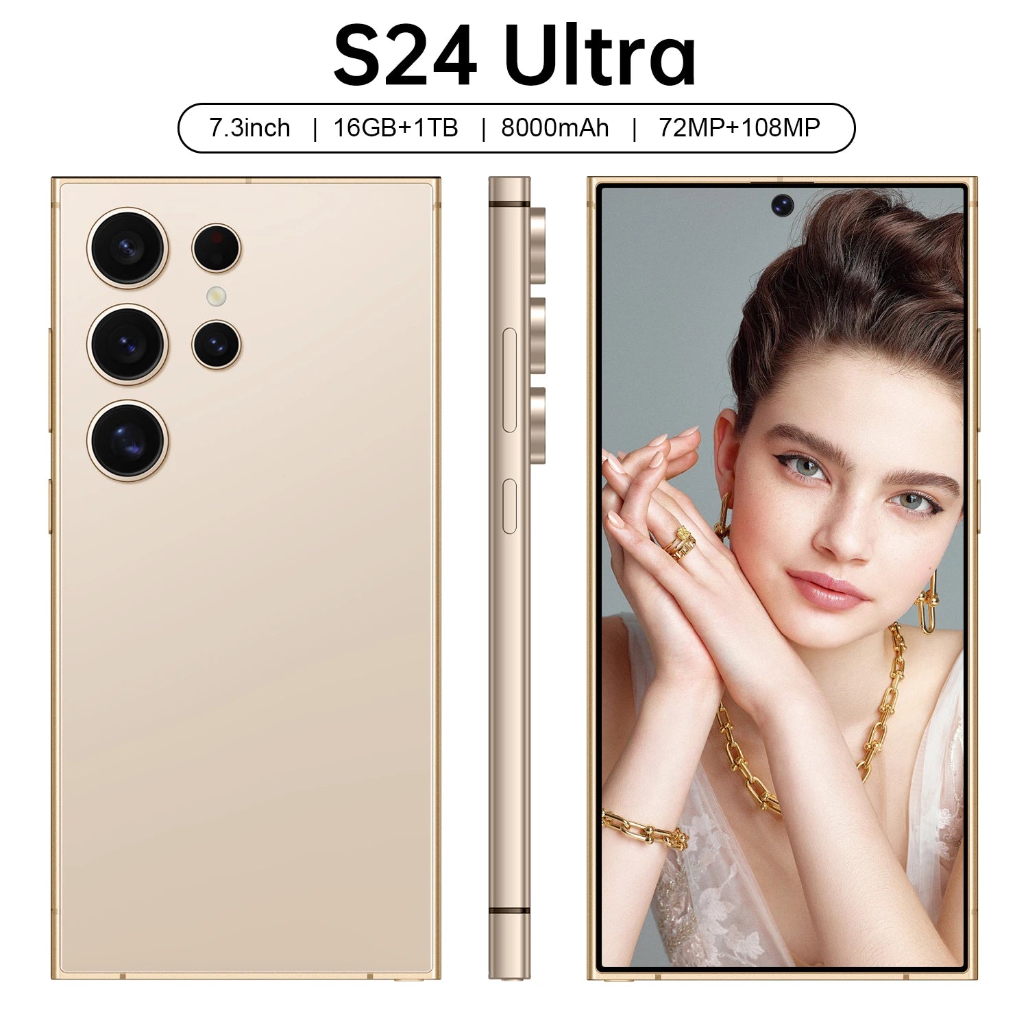 S24 Ultra 7.3 5G French/Spanish/English Smartphone 108MP Rear Camera 12GB+256GB for Business Travel 65W Quick Charge