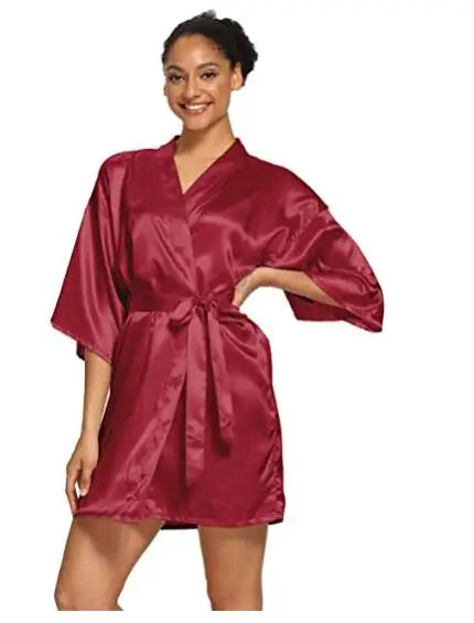 Summer Champagne Chinese Bride Wedding Robe Satin Sleepwear Women Nightgown Sexy Nightdress Lady Kimono Bathrobe Gown Negligee