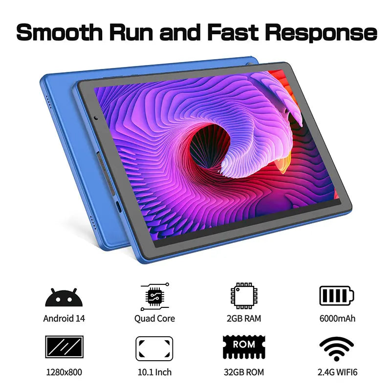 10.1-Inch Android Tablet PC A133 Processor 1280*800 Resolution 4+32GB Memory Front Camera for Learning Business