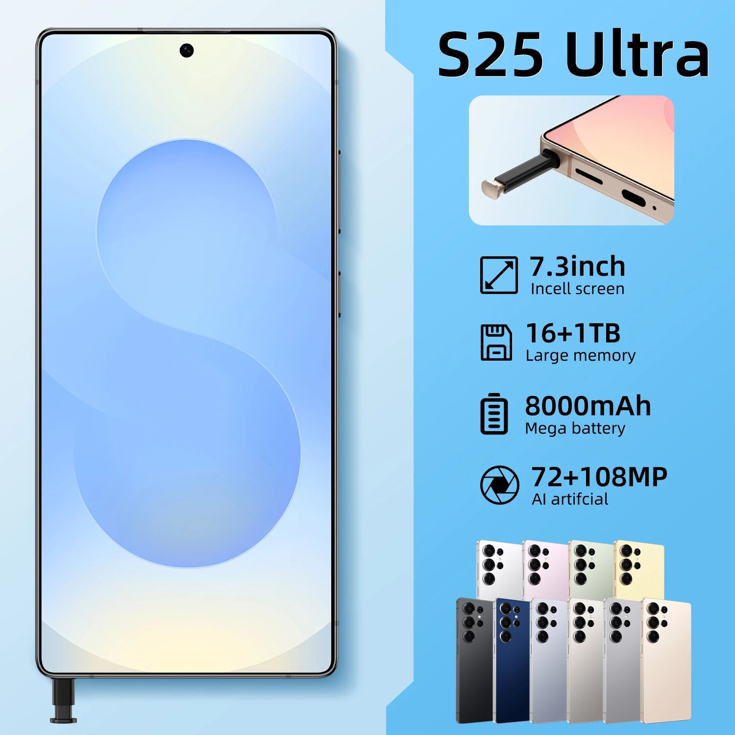 Free Shipping Original S25 Ultra+ Android 13 5g Smartphone With 4k Resolution Deca Core Cpu 16gb Ram French Os Ready to Ship
