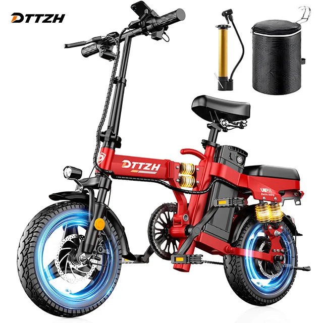 Free Shipping A12S  Hot Sale DTTZH US WareHouse Lithium Electric Bicycle 52v 25Ah Bike Foldable Electric Bike Carbon Steel 14"