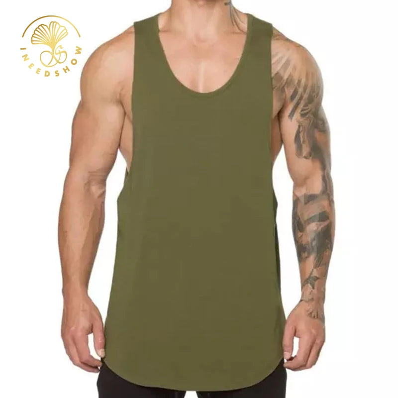Custom Logo Running Workout Athletic Vest Fitness Wear Men Gym Stringer Muscle Cotton Men's Blank Sports Oversized Tank Tops