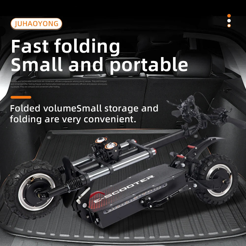 UK CA US Warehouse EScooter 6400W - 90km Max Range, 11" Off-Road Tires, 200kg Load, IPX5 Electric Scooter with Seat