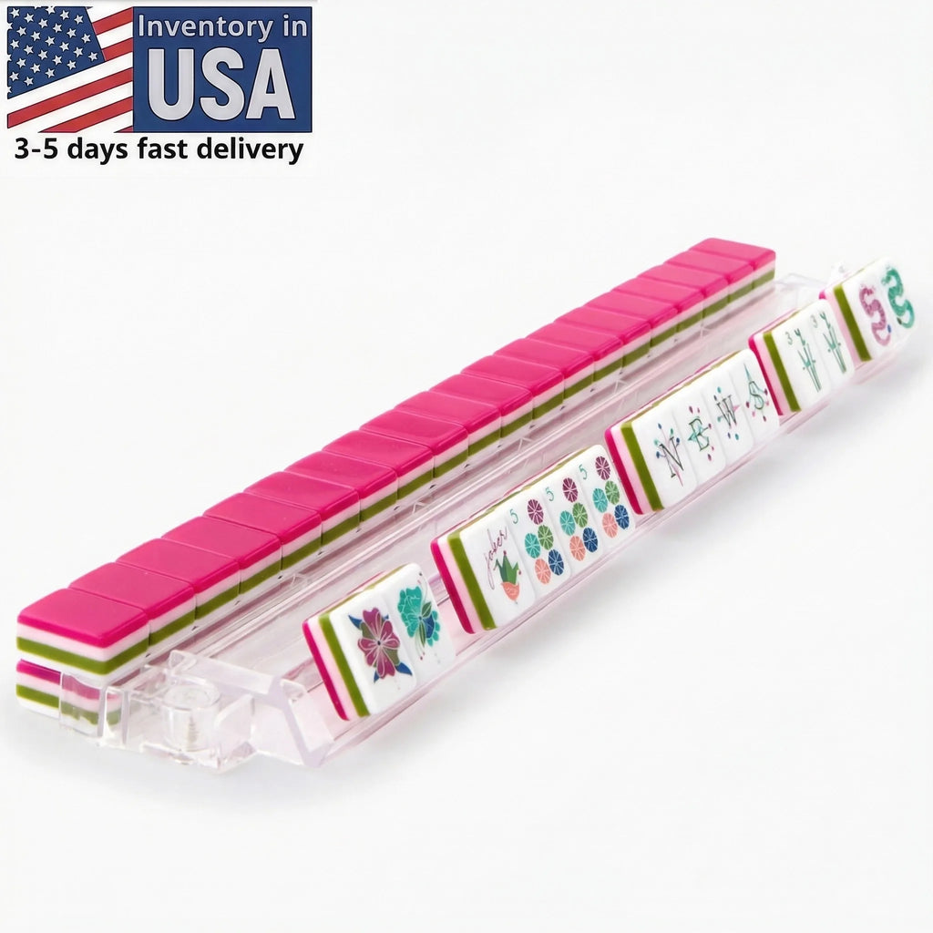 Local Warehouse US Local Stock Free Shipping Pink 4-layer Acrylic American Mahjong Tiles OMM RTS Portable Foldable Water