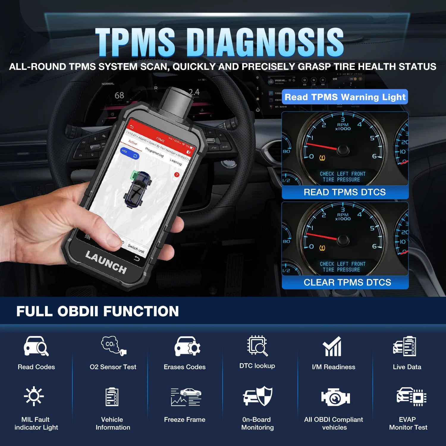 LAUNCH 2026 CRT5011 V2 Newest TPMS Relearn Tool OBD2 Scanner Code Reader Tire Pressure Activation Read/Program/Reset SDK