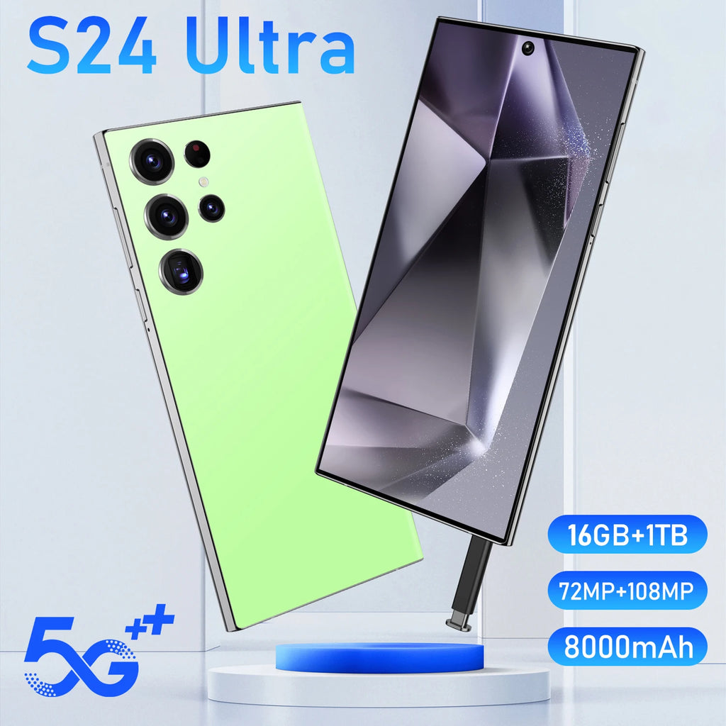 S24 Smart Cell Phone 120Hz Adaptive Refresh Rate Power-Efficient Smooth Battery-Saving Dual Sim HD Display 120W Quick for Gaming