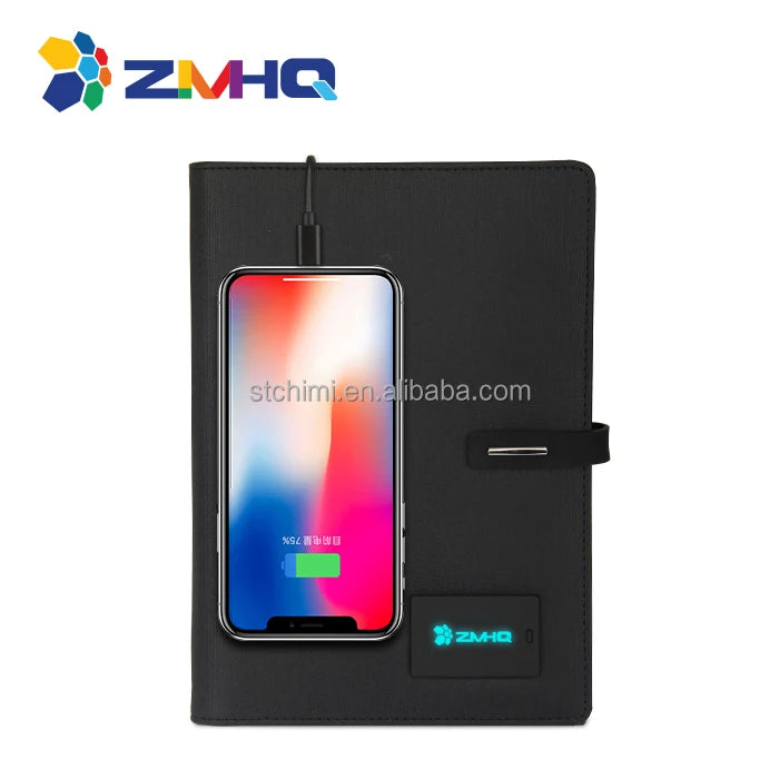 Smart Diary for Advertising Promotion Giveaway Customized Led Company Government Logo Notebook with Power Bank