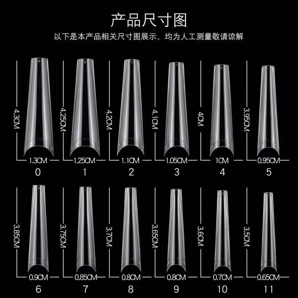 XXL Long Straight Square Shape Tips for Acrylic False Nail with Box Extra Long XL C Curve Tips Half Cover Nail Tip Manicure Tool