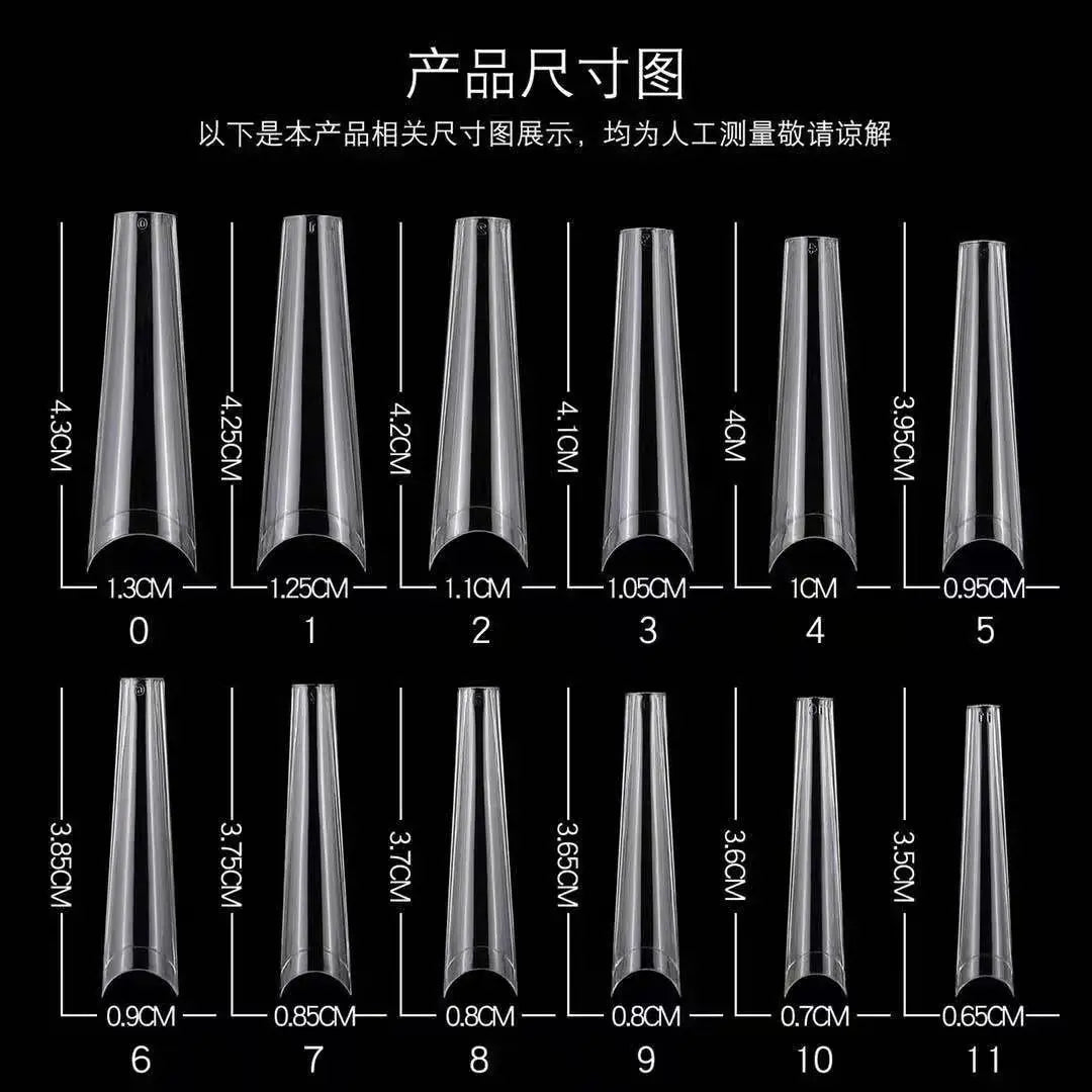 XXL Long Straight Square Shape Tips for Acrylic False Nail with Box Extra Long XL C Curve Tips Half Cover Nail Tip Manicure Tool