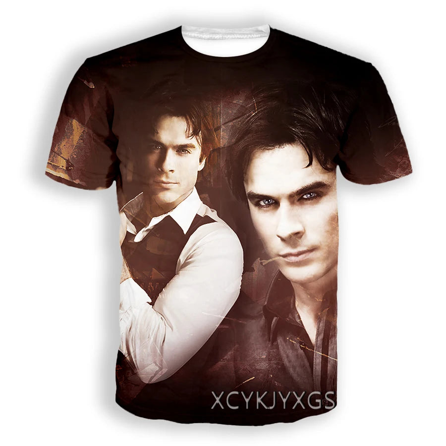 Men/Women TV The Vampire Diaries 3D Printed T-Shirt Damon Salvatore Short Sleeve Fashion T Shirt Sport Pullover Summer Tops 6XL