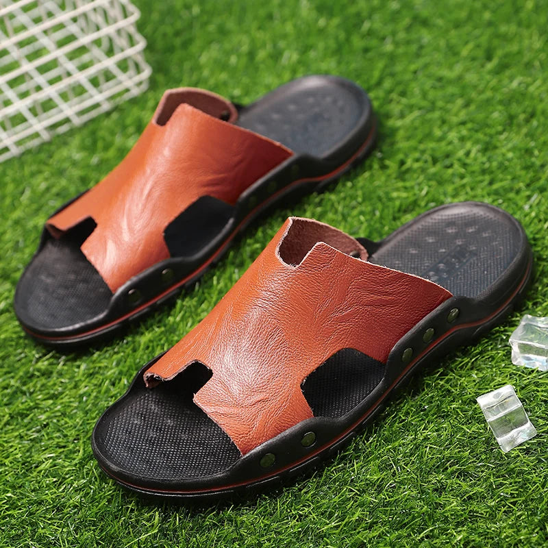 British Walking Style Leather Shoes Men's Beach Slippers Summer Men's Slippers Sandals for Men Best Selling Products 2026