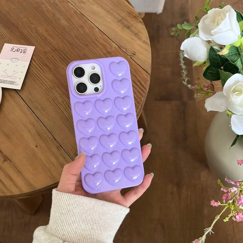 INS Stylish 3D Heart Design Mobile Phone Case for iPhone 16 Pro Max 15 Y2K 15 Plus-Trending Protective Shockproof Cute Cover