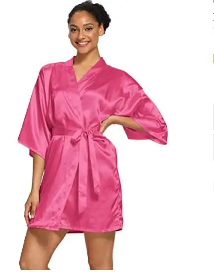 Summer Champagne Chinese Bride Wedding Robe Satin Sleepwear Women Nightgown Sexy Nightdress Lady Kimono Bathrobe Gown Negligee