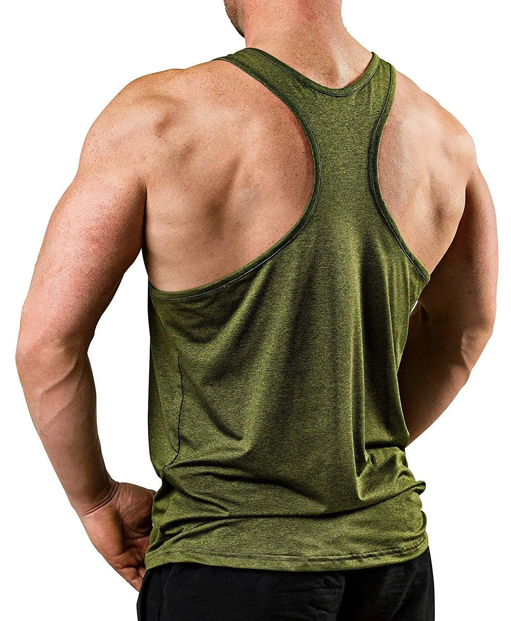 EVertop Men's Summer H-shaped Back Vest Solid O-Neck Sleeveless tank Top Customizable Print Embroidery Logo Knitted for Sports