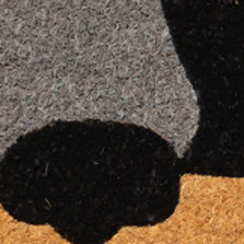 HMS 18\" X 30\" Beige and Black Coir Animal Print Outdoor Door Mat Custom Printed PVC and Rubber Tufted Style for Home Use