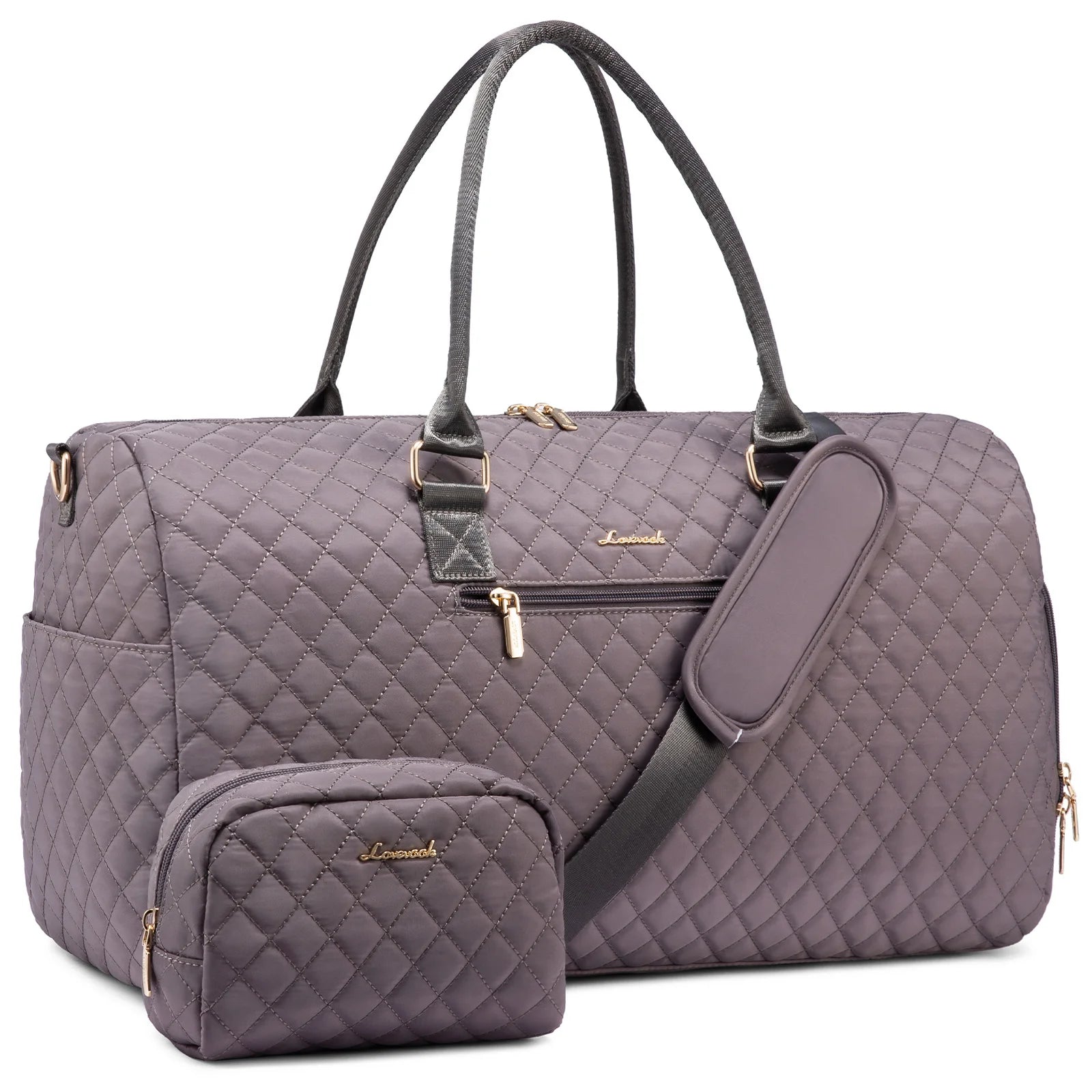 LOVEVOOK Fashion 2pc Gym Bag Travel Weekender Overnight Holdall Duffle Luggage With Shoes Compartment Women Overnight Duffle Bag