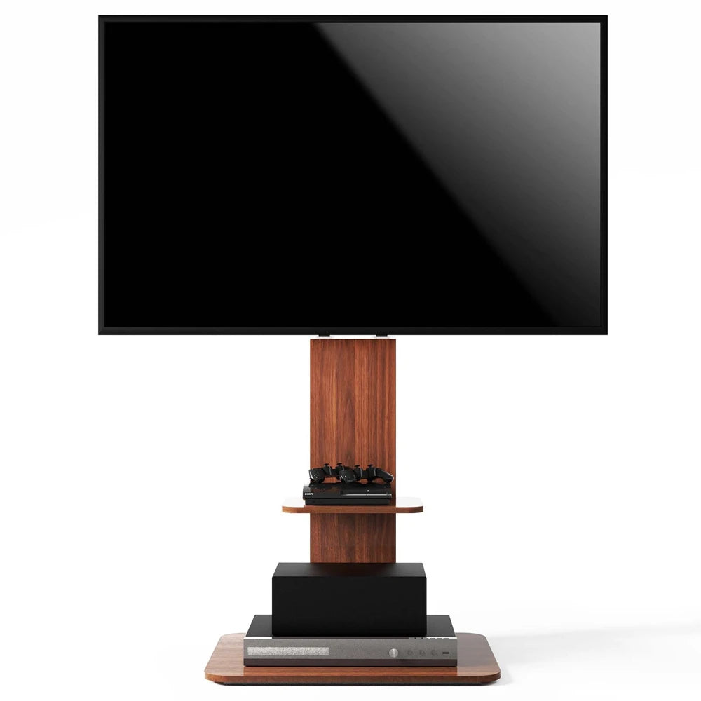 UNHO Floor TV Stand Wood, Universal TV Mount for 32-65 Inch LCD LED TVs Height Adjustable and Cable Management Max VESA 600x400