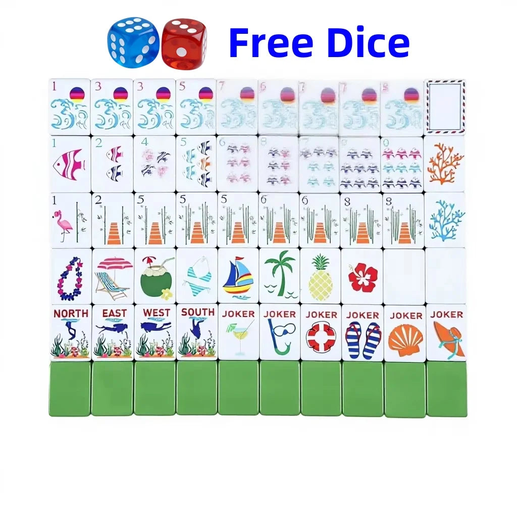 In Stock Beach Supplies New Mini Travel 4 Layer Engraved Acrylic Luxury 160 Ocean Green Set America Mahjong Tiles