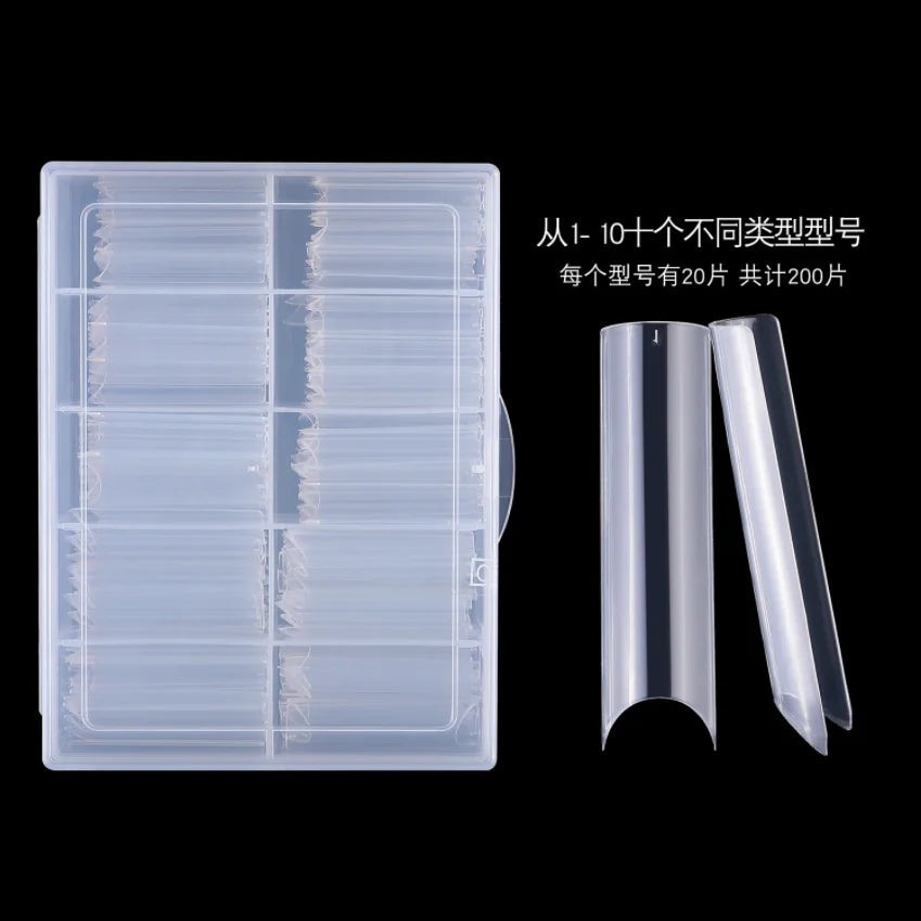 XXL Long Straight Square Shape Tips for Acrylic False Nail with Box Extra Long XL C Curve Tips Half Cover Nail Tip Manicure Tool