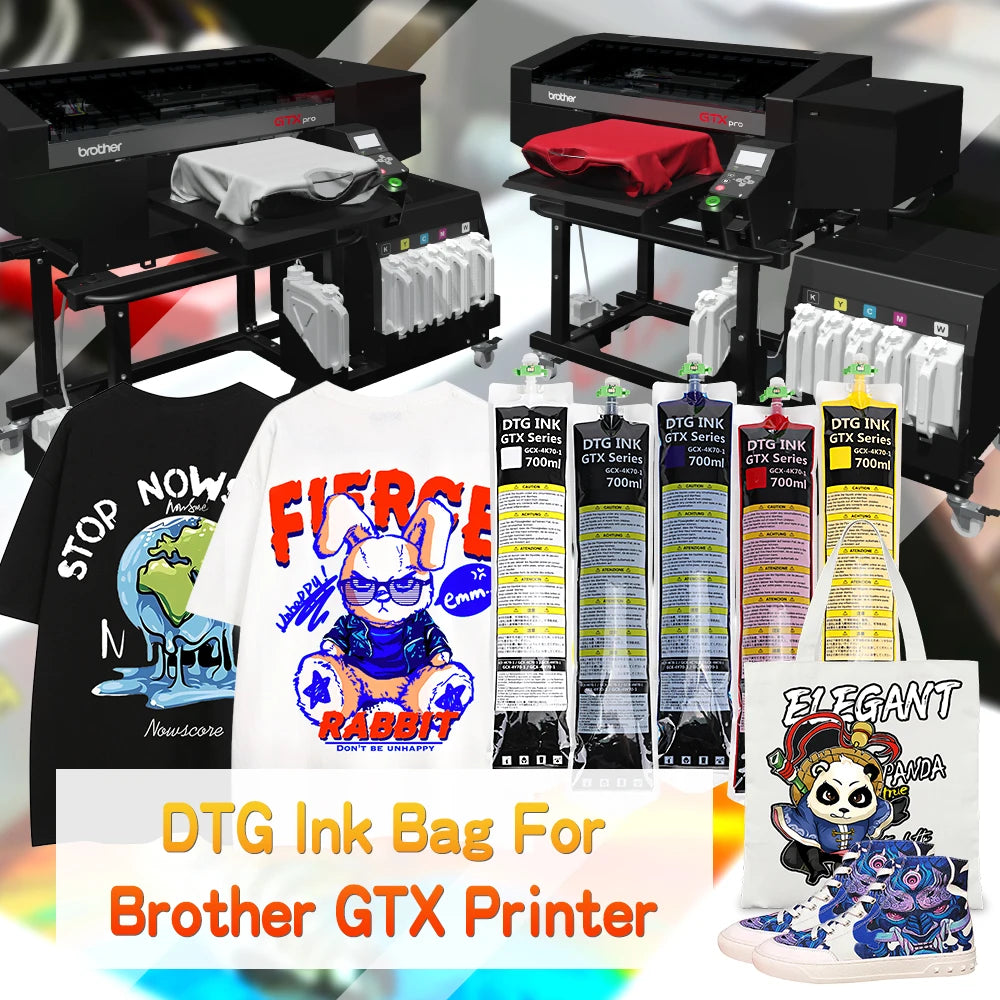 USA Stock GTX Series DTG Ink Bag Compatible with Smart Chip Bright Color Output for Fabric Print Shops