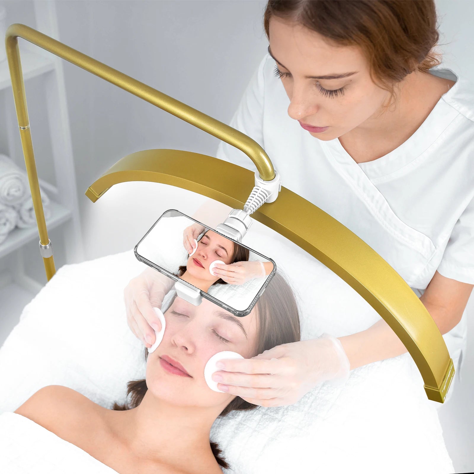 For FOSOTO FT-Y9 28 Inches 45W Half Moon Light with Rhinestone Lighting Beauty Phone Holder Eyelash Extensions Lighting
